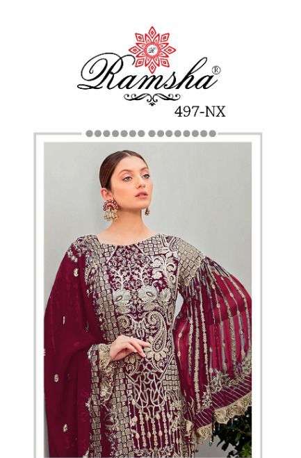 RAMSHA R-497 NX BY RAMSHA DESIGNER GEORGETTE PAKISTANI DRESSES