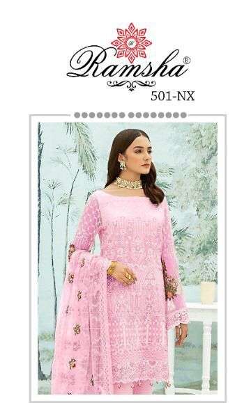 RAMSHA R-501 NX BY RAMSHA 501-A TO 501-E SERIES DESIGNER GEORGETTE PAKISTANI DRESSES