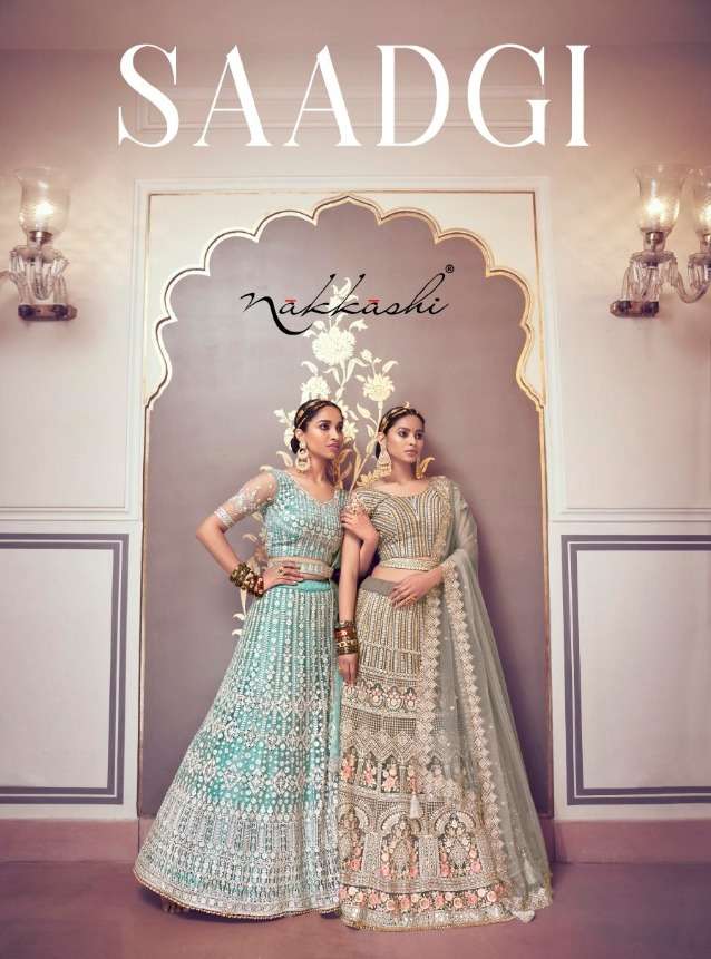 SAADGI BY NAKKASHI 5191 TO 5198 SERIES DESIGNER NET LEHENGAS