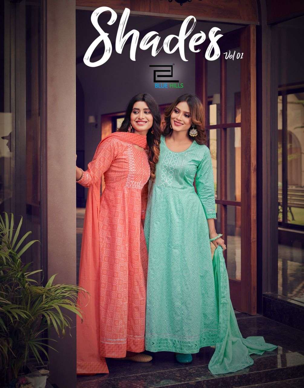 SHADES VOL-1 BY BLUE HILLS 10001 TO 10006 SERIES DESIGNER COTTON KURTIS WITH DUPATTA