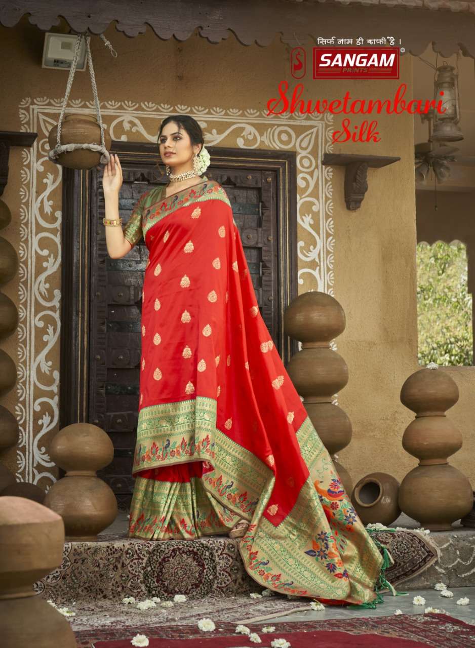 SHWETAMBRI SILK BY SANGAM PRINTS 2201 TO 2206 SERIES DESIGNER SILK SAREES