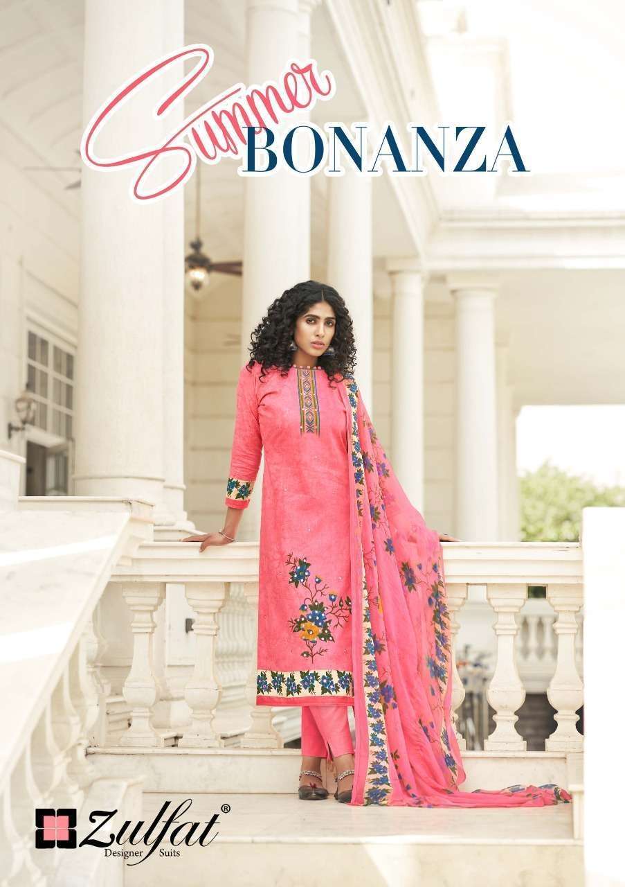 SUMMER BONANZA BY ZULFAT 413-001 TO 413-010 SERIES DESIGNER COTTON DRESSES