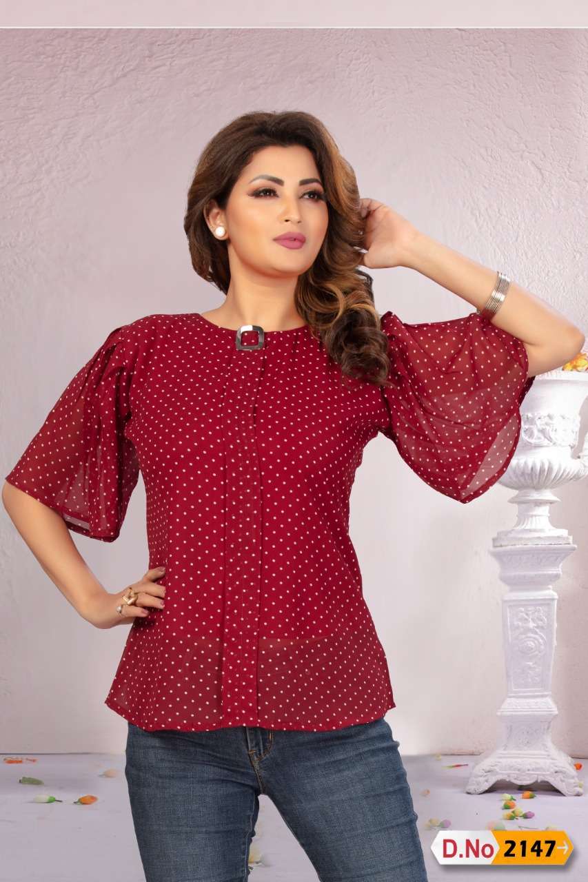 TOP 2147 COLOURS BY ASLIWHOLESALE STYLISH CHIFFON CASUAL TOPS