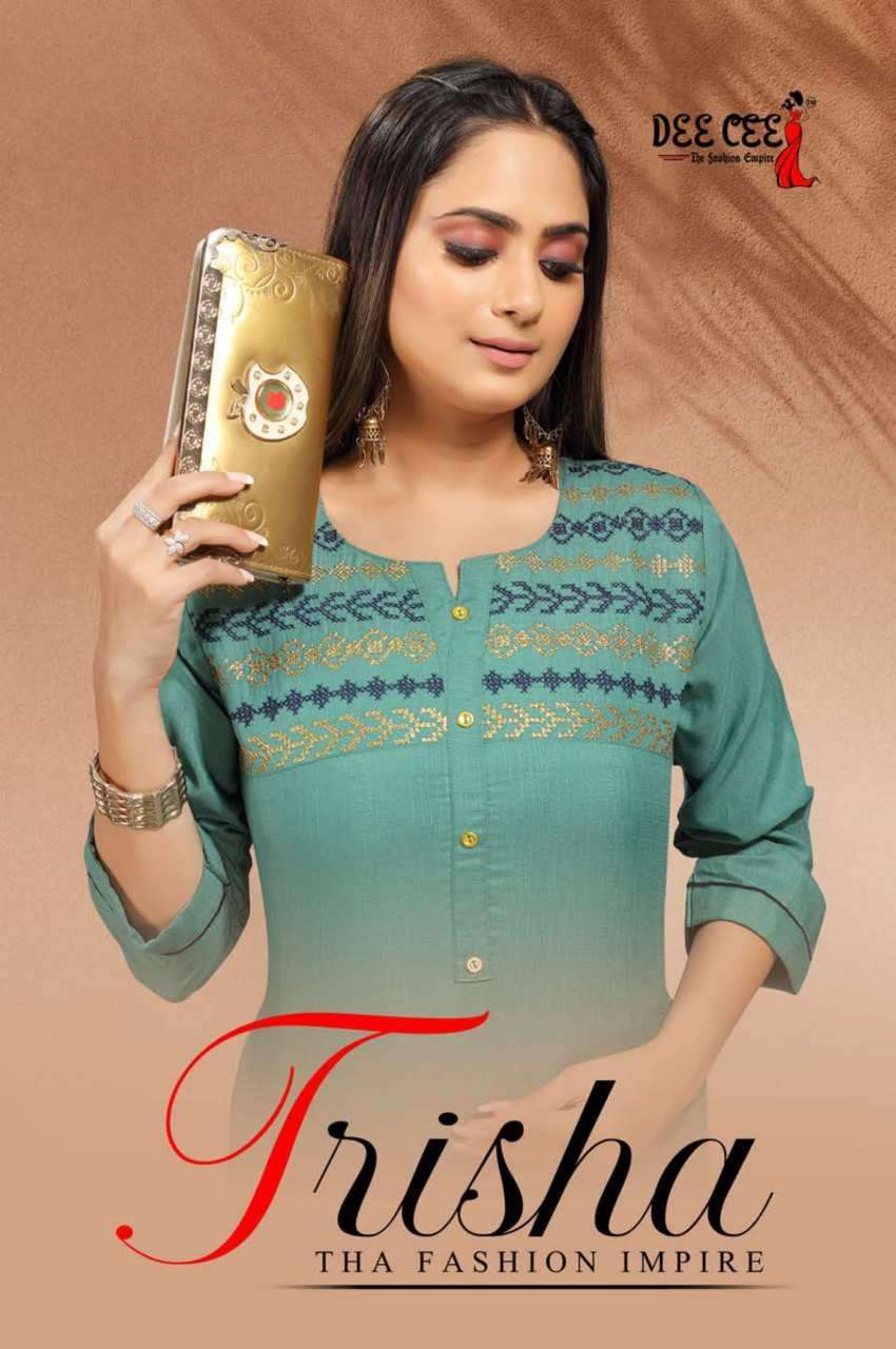 TRISHA BY DEE CEE 1428 TO 1433 SERIES DESIGNER SLUB KURTIS