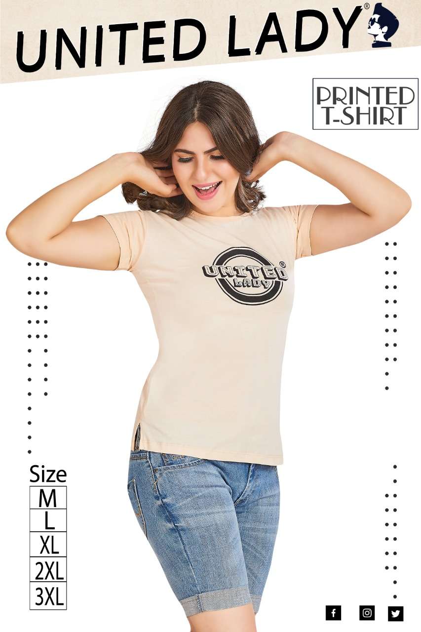 UNITED LADY BY ASLIWHOLESALE 101 TO 110 SERIES DESIGNER SINKER T-SHIRTS