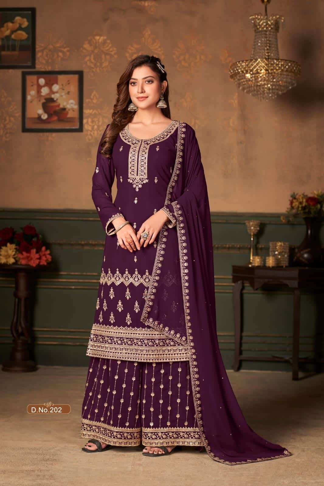 VAANI VOL-20 BY TWISHA 201 TO 204 SERIES EMBROIDERED FAUX GEORGETTE DRESSES