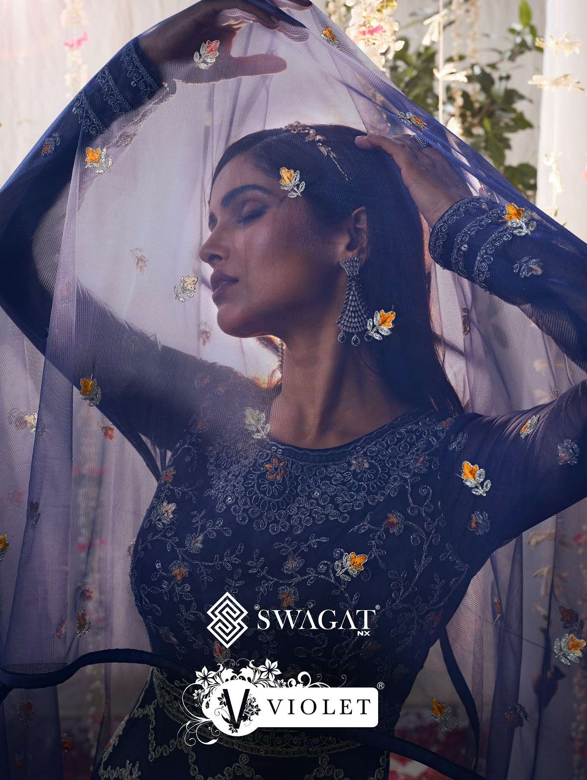 VIOLET 5301 TO 5308 SERIES BY SWAGAT HEAVY BUTTERFLY NET ANARKALI DRESSES