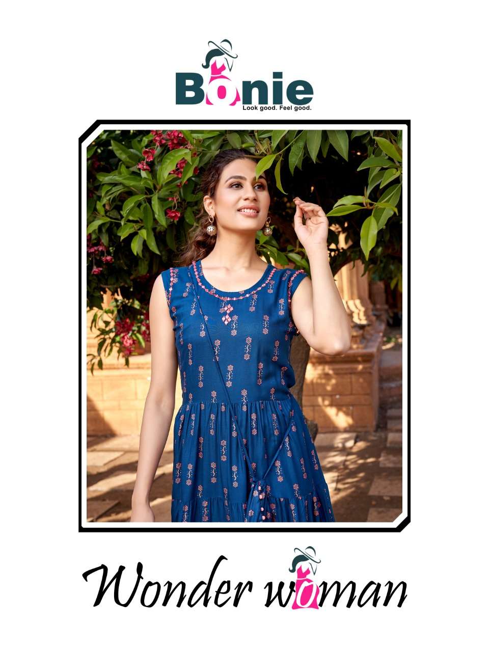 WONDER WOMAN BY BONIE 1001 TO 1006 SERIES DESIGNER RAYON KURTIS