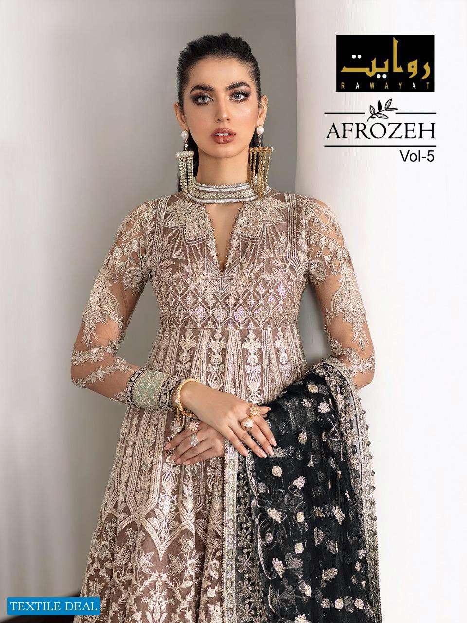 AFROZEH VOL-5 BY RAWAYAT 1521 TO 1523 SERIES EMBROIDERRED PAKISTANI DRESSES