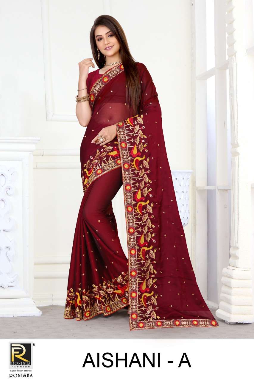 AISHANI BY RONISHA FASHION A TO F SERIES DESIGNER CHIFFON SAREES