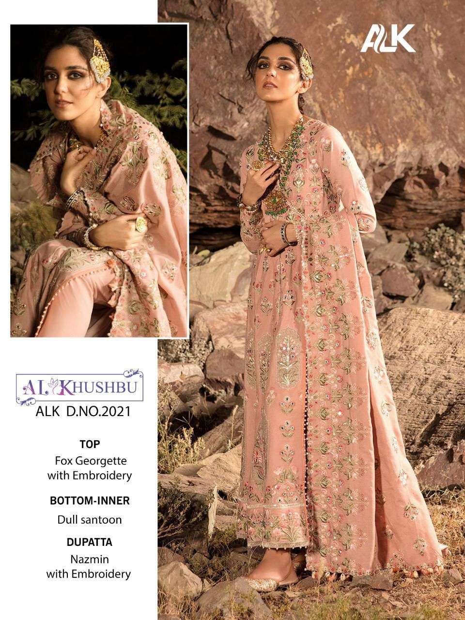 ALK 2021 HIT DESIGN BY AL KHUSHBU GEORGETTE EMBROIDERED DRESSES