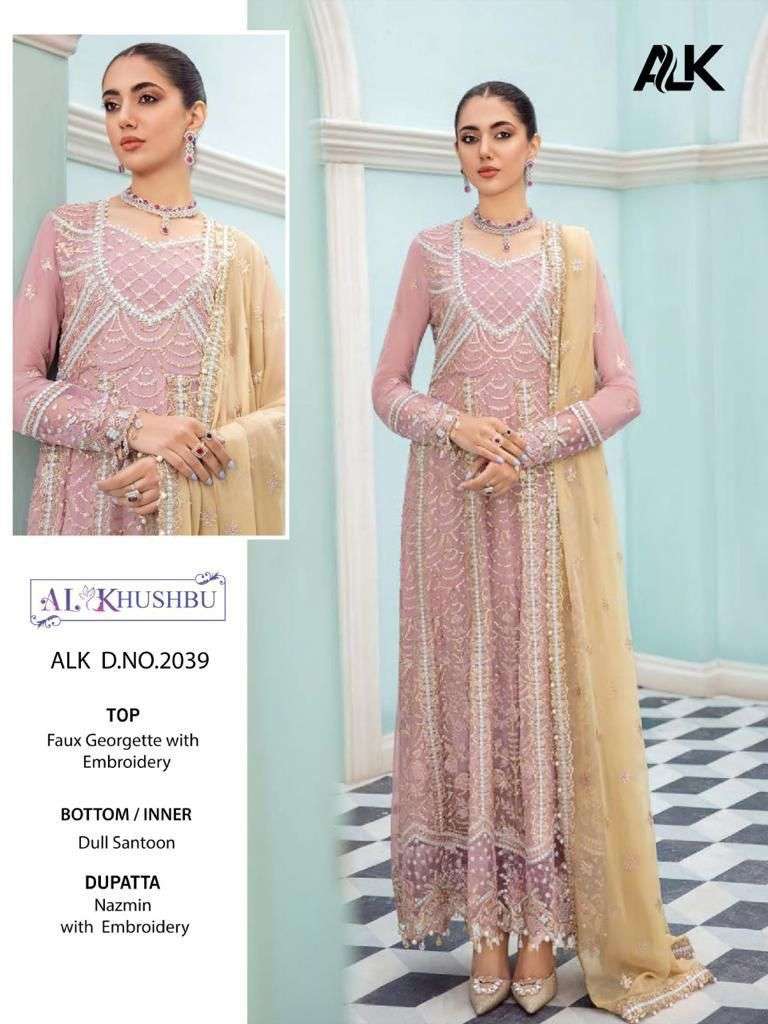 ALK 2039 2040 HIT DESIGN BY AL KHUSHBU GEORGETTE EMBROIDERED DRESSES