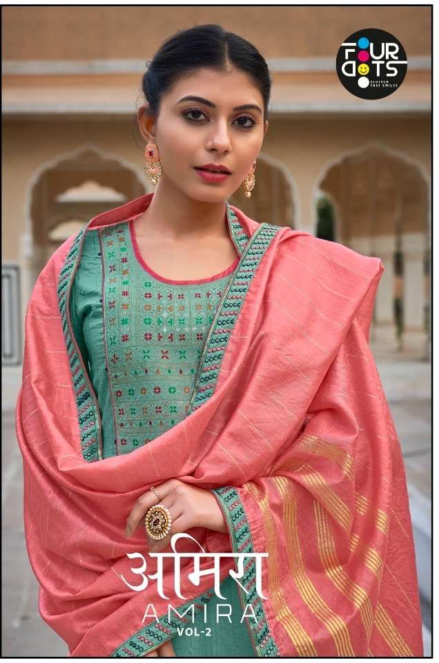 AMIRA VOL-2 BY FOUR DOTS 0711 TO 0714 SERIES DESIGNER SILK DRESSES