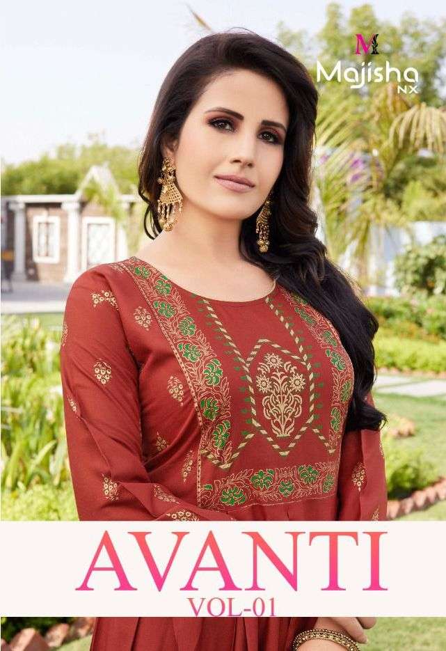 AVANTI VOL-1 BY MAJISHA NX 1001 TO 1009 SERIES DESIGNER RAYON KURTIS