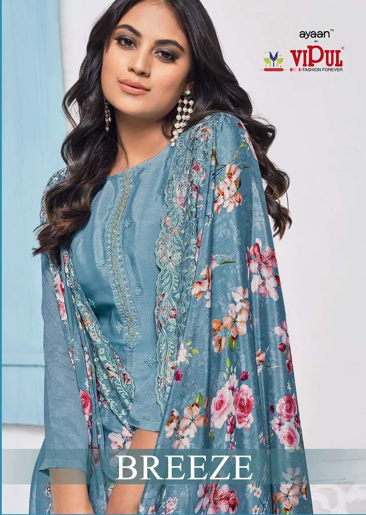 BREEZE BY VIPUL 70130 TO 70135 SERIES HEAVY DESIGNER CHINON DRESSES