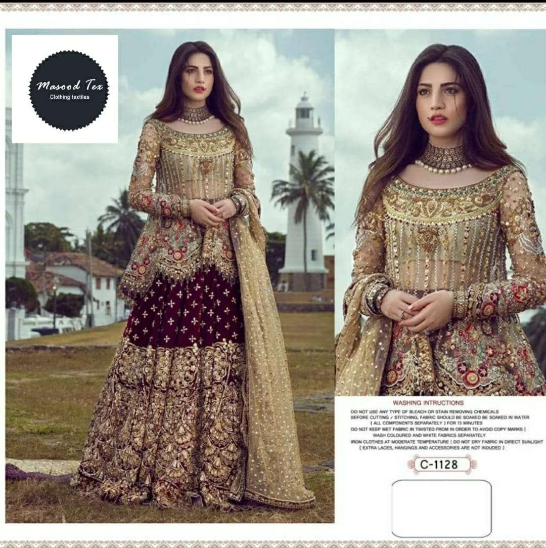 C-1128 BY MASOOD TEX DESIGNER EMBROIDERED PAKISTANI DRESS