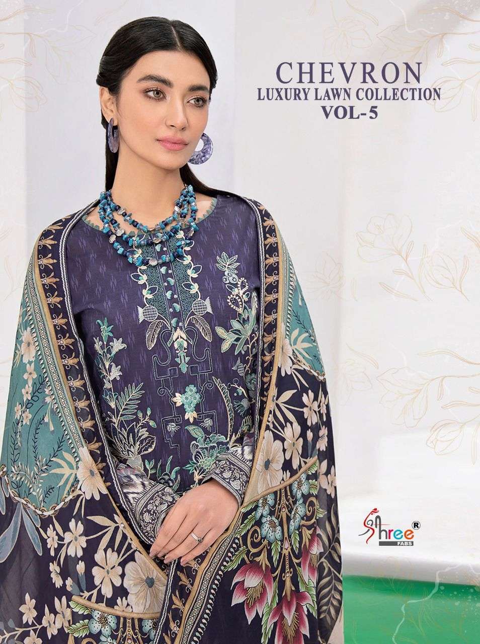 CHEVRON LUXURY LAWN COLLECTION VOL-5 BY SHREE FABS 2175 TO 2182 SERIES PAKISTANI COTTON DRESSES