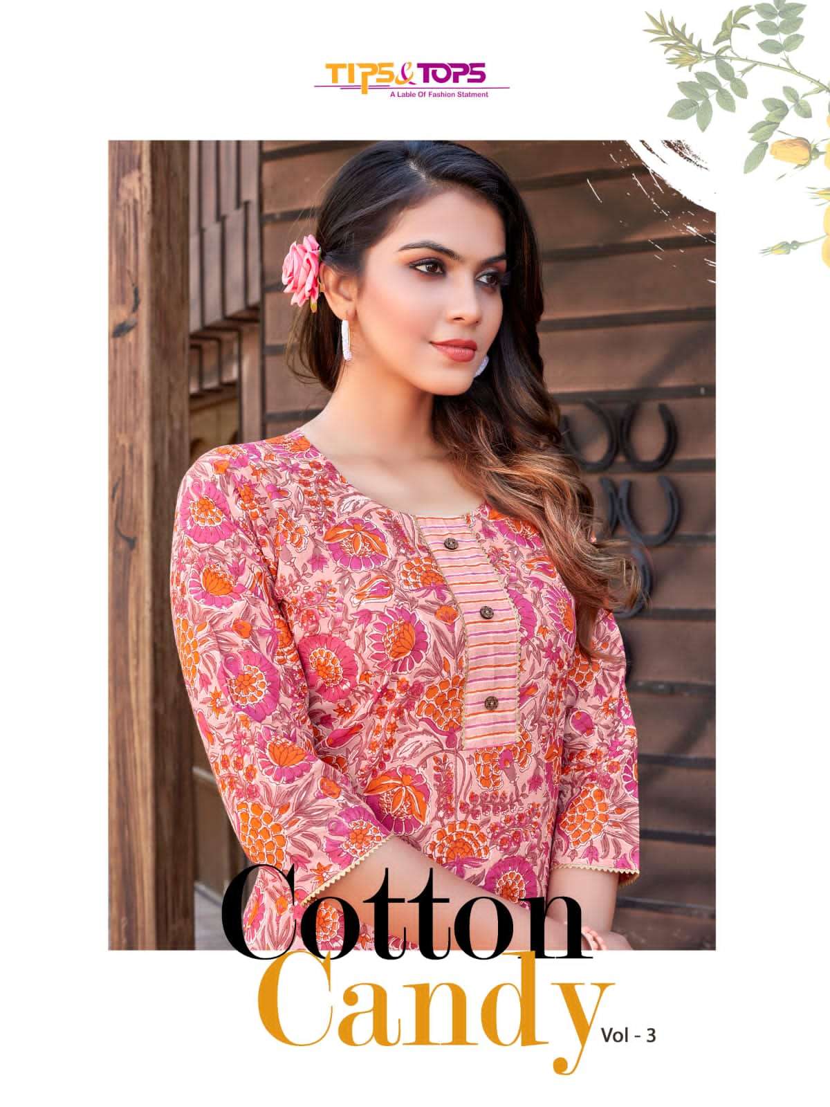 COTTON CANDY VOL-3 BY TIPS & TOPS 1001 TO 1004 SERIES DESIGNER COTTON KURTIS WITH PANTS