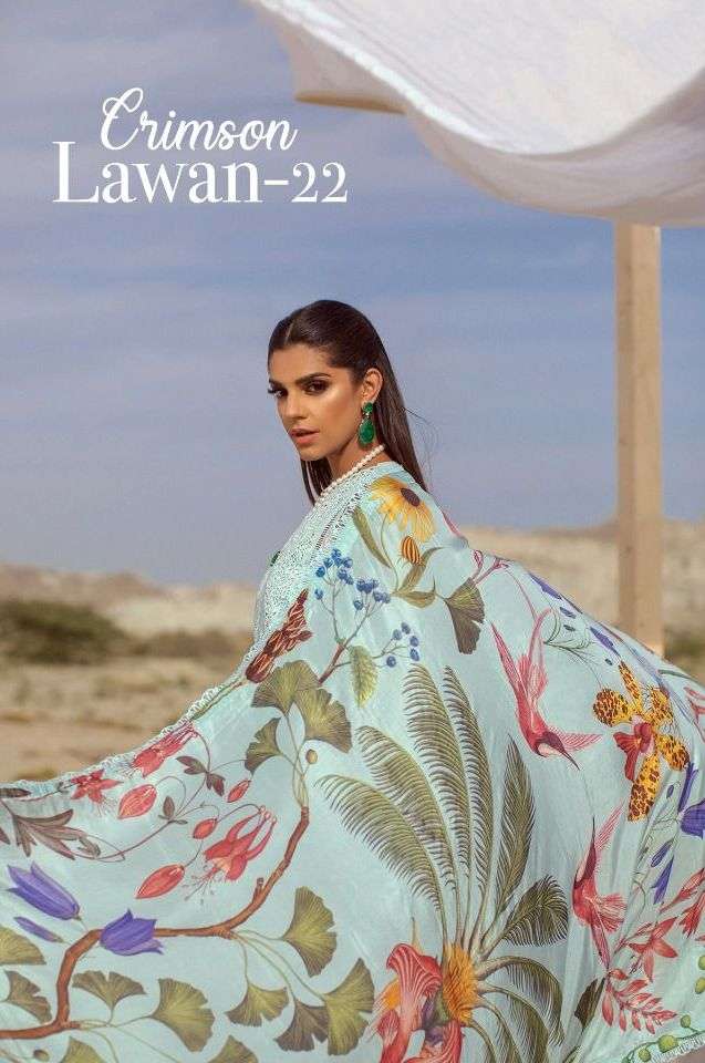 CRIMSON LAWN-22 BY DEEPSY SUITS 1571 TO 1577 SERIES COTTON PRINTED DRESSES