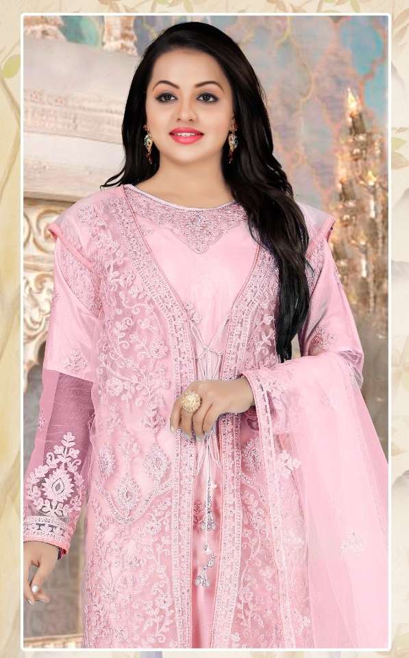 DR-018 BY ASLIWHOLESALE DESIGNER HEAVY NET EMBROIDERED DRESSES