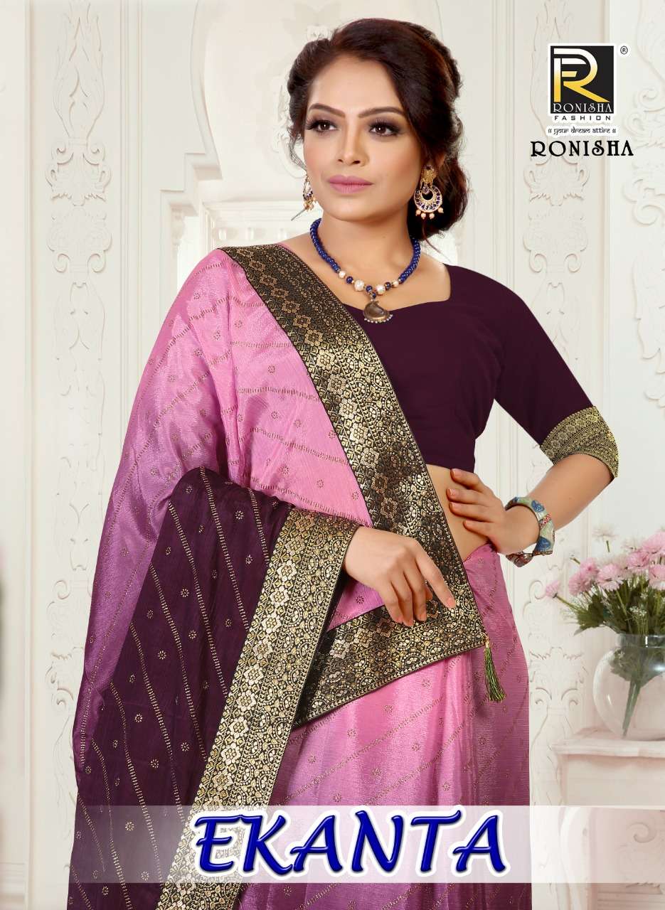 EKANTA BY RONISHA FASHION 1001 TO 1006 SERIES DESIGNER CHINON SAREES