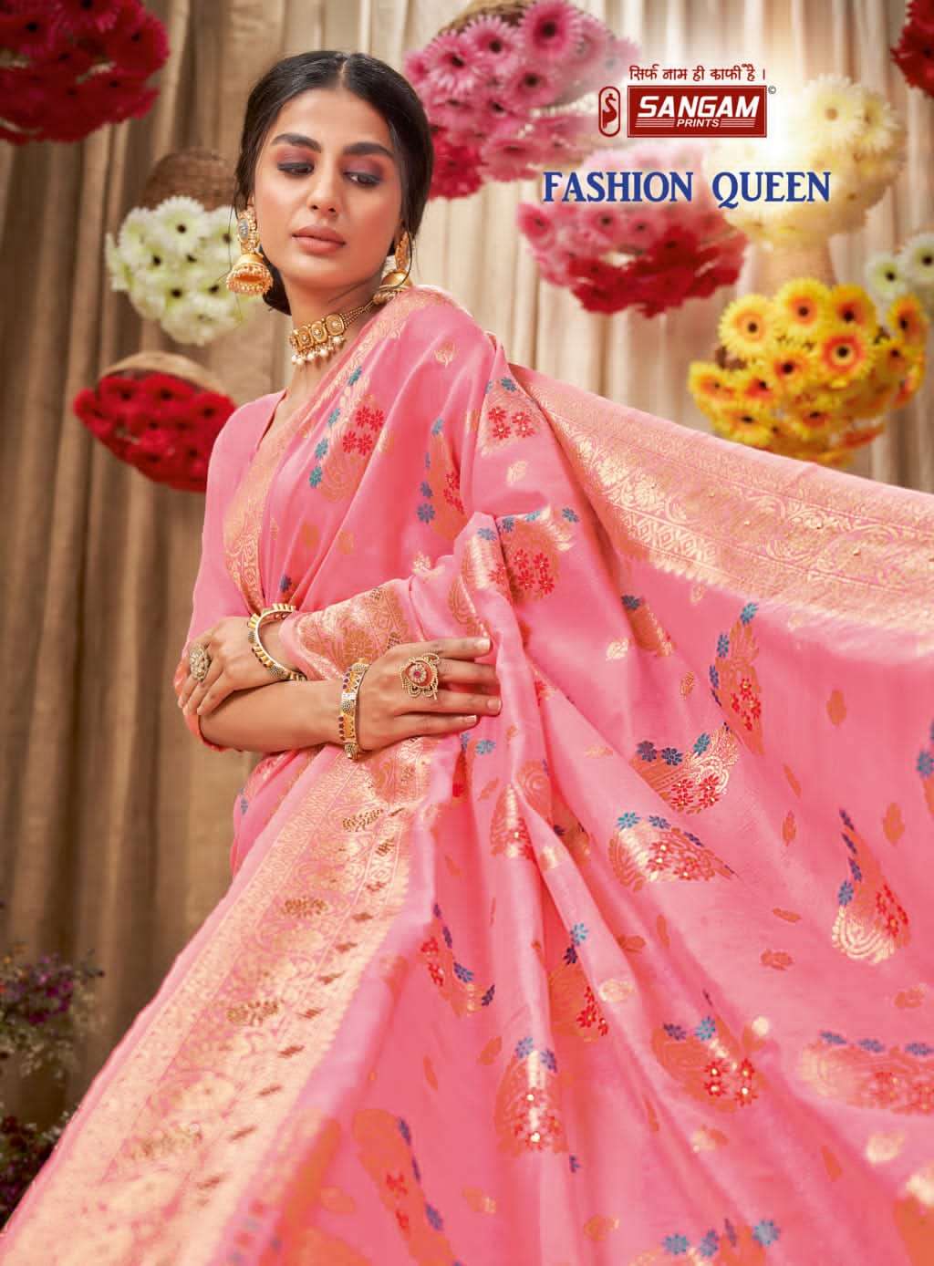 FASHION QUEEN BY SANGAM PRINTS 4019 TO 4024 SERIES DESIGNER COTTON SAREES