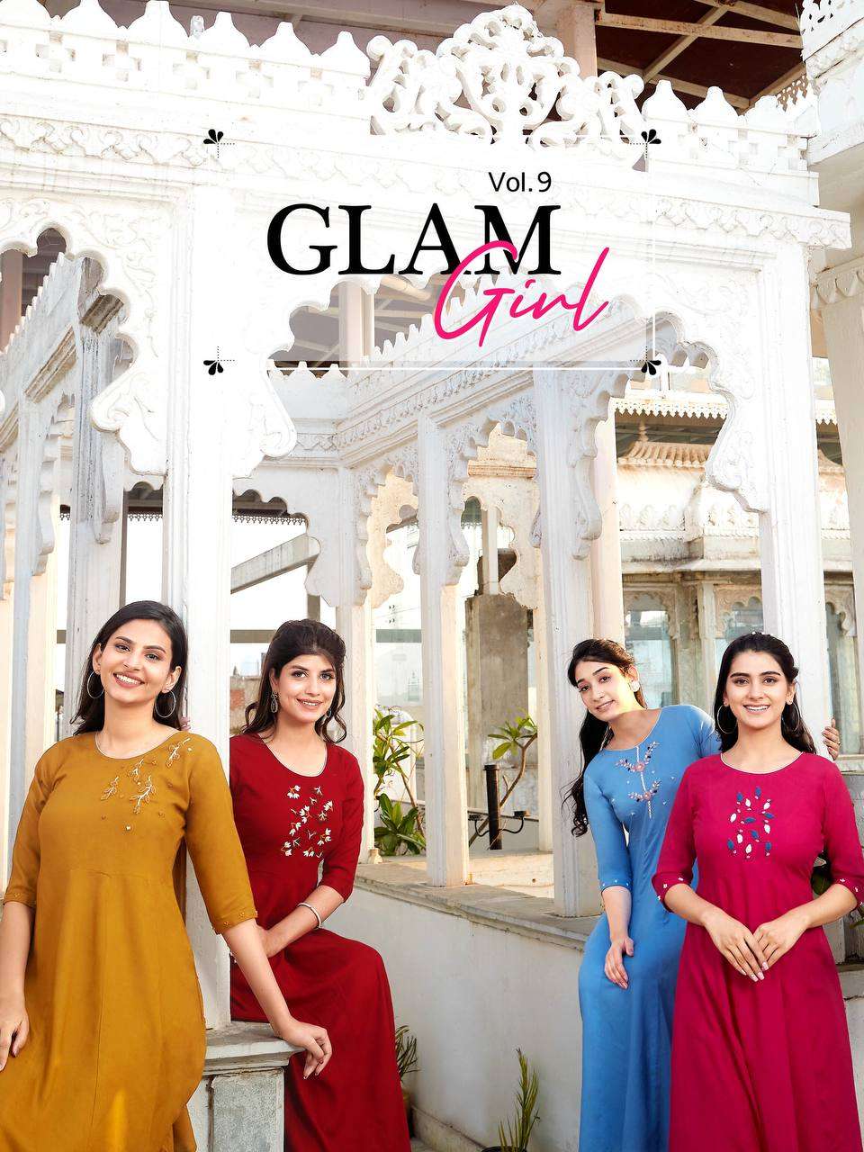 GLAM GIRL VOL-9 BY ARADHNA FASHION 9001 TO 9010 SERIES RAYON KURTIS