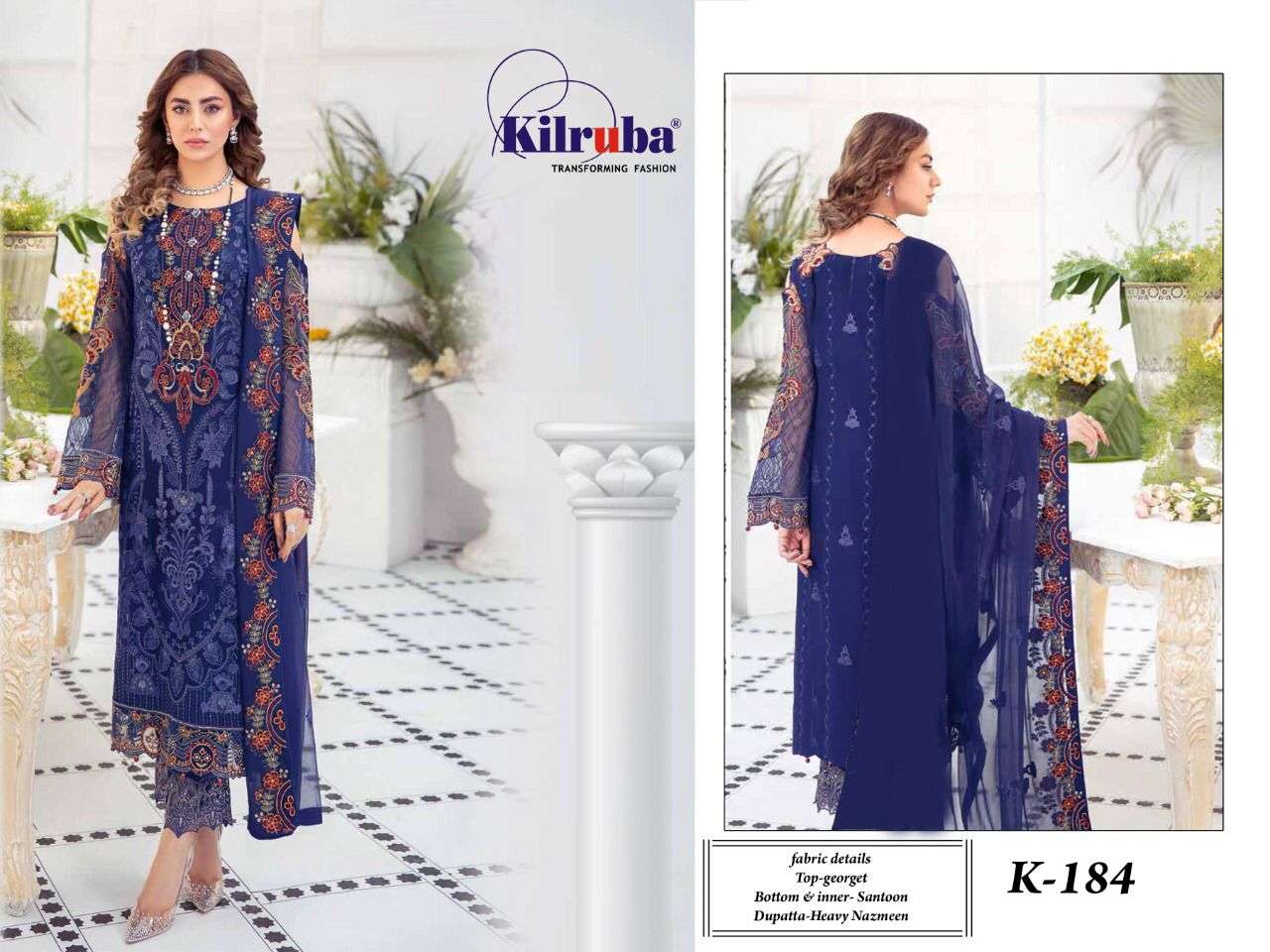 K-184 COLOURS BY KILRUBA GEORGETTE EMBROIDERED PAKISTANI DRESSES