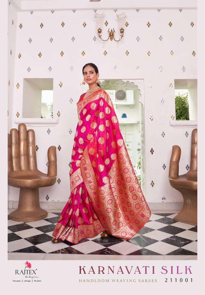 KARNAVATI SILK BY RAJTEX 211001 TO 211006 SERIES DESIGNER SATIN SAREES