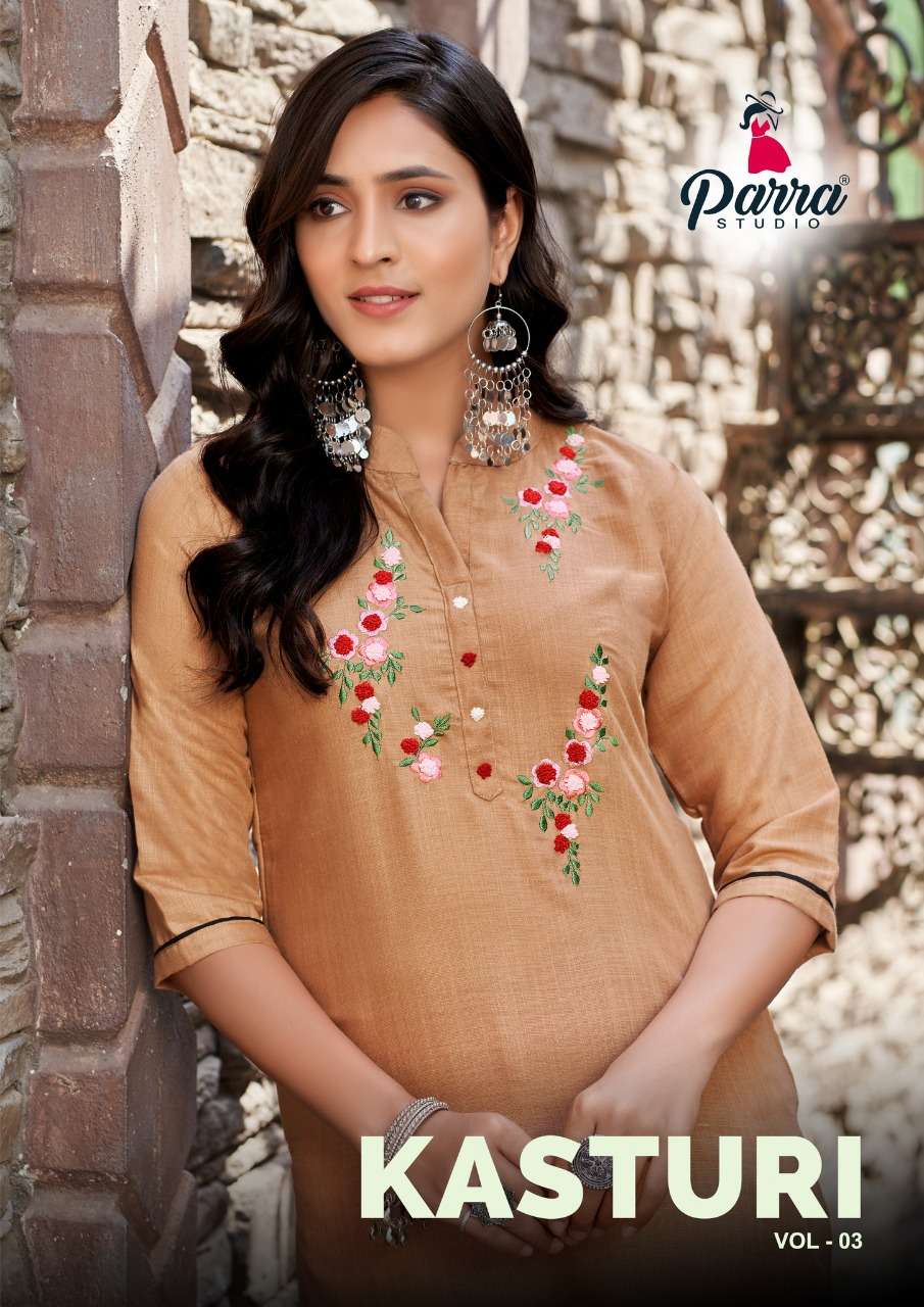 KASTURI VOL-3 BY PARRA STUDIO 3001 TO 3008 SERIES DESIGNER COTTON DRESSES