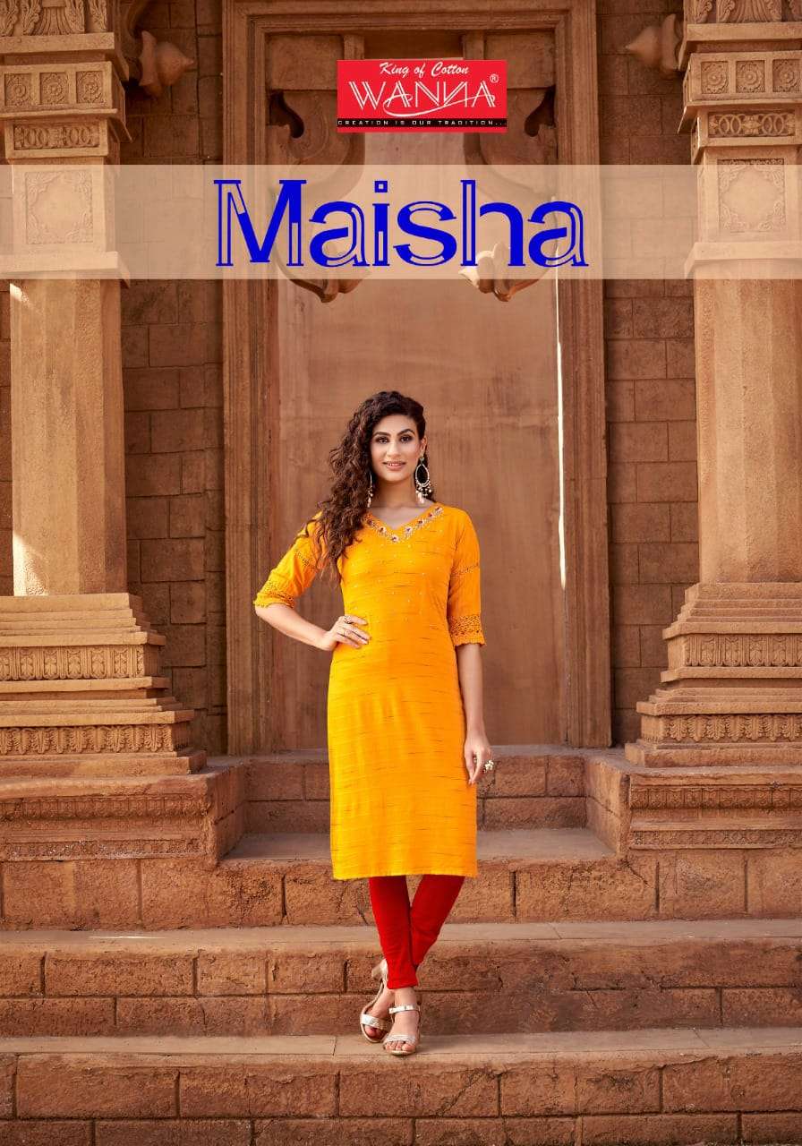 MAISHA BY WANNA LOOKS 1001 TO 1005 SERIES DESIGNER RAYON KURTIS