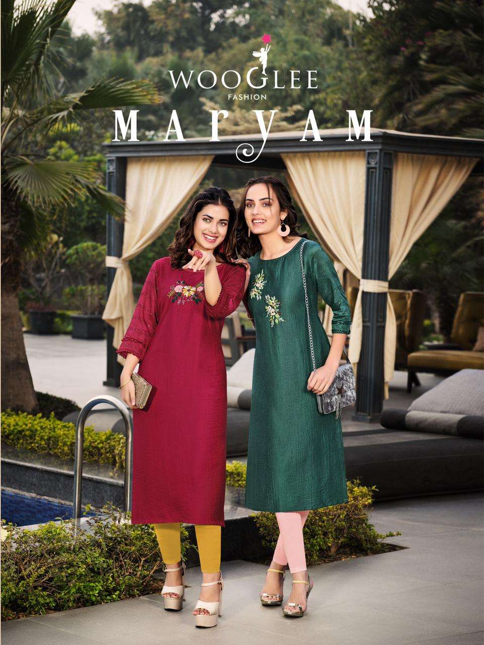 MARYAM BY WOOGLEE 1008 TO 1013 SERIES DESIGNER RAYON KURTIS