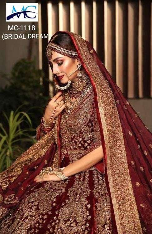 MC-1118 BRIDAL QUEEN BY MANSI CREATION 9000 VELVET DESIGNER LEHENGA