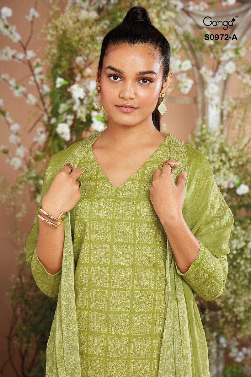 MELORA-972 BY GANGA FASHIONS S0972-A TO S0972-D SERIES DESIGNER COTTON DRESSES