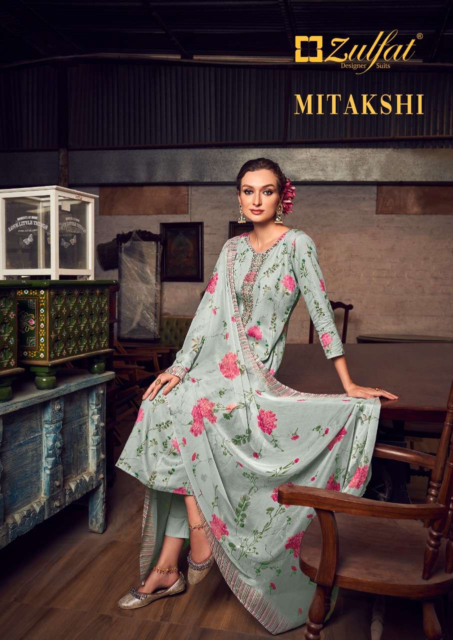 MITAKSHI BY ZULFAT 425-001 TO 425-010 SERIES DESIGNER COTTON DRESSES