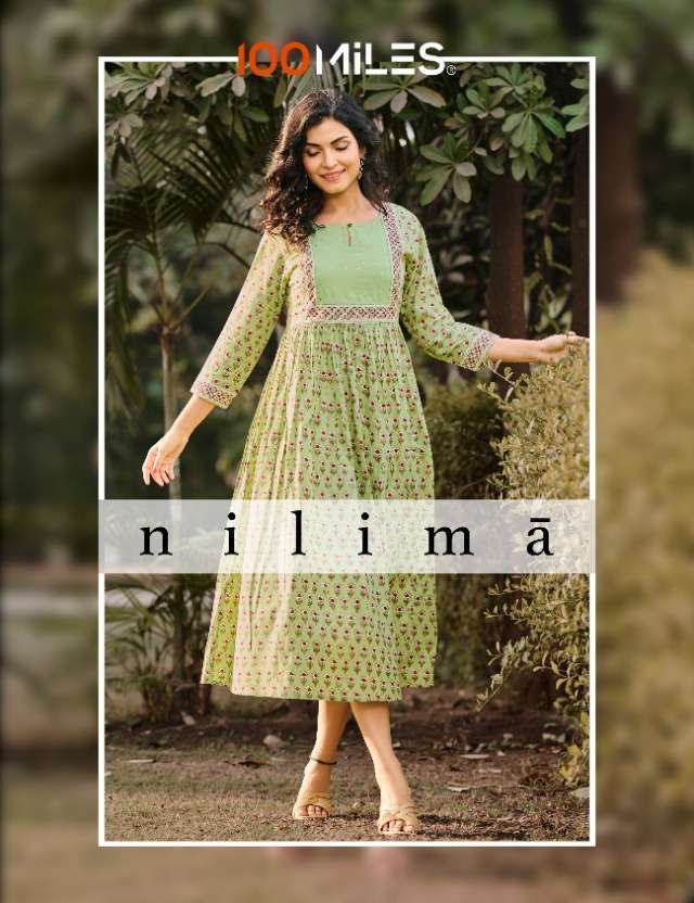 NILIMA BY 100 MILES 01 TO 06 SERIES DESIGNER COTTON KURTIS