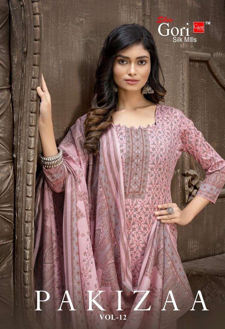 PAKIZAA VOL-12 BY SHIV GORI SILK MILLS 12001 TO 12012 SERIES FANCY COTTON PRINT DRESSES