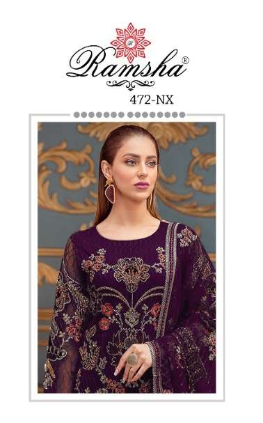 RAMSHA R-472 NX BY RAMSHA 472-A TO 472-E SERIES DESIGNER GEORGETTE PAKISTANI DRESSES