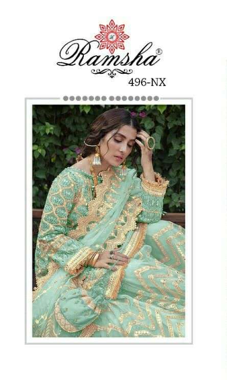 RAMSHA R-496 NX BY RAMSHA 496-A TO 496-D SERIES DESIGNER GEORGETTE PAKISTANI DRESSES