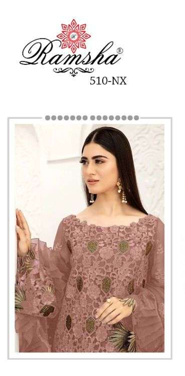 RAMSHA R-510 NX BY RAMSHA 510-A TO 510-D SERIES DESIGNER NET PAKISTANI DRESSES