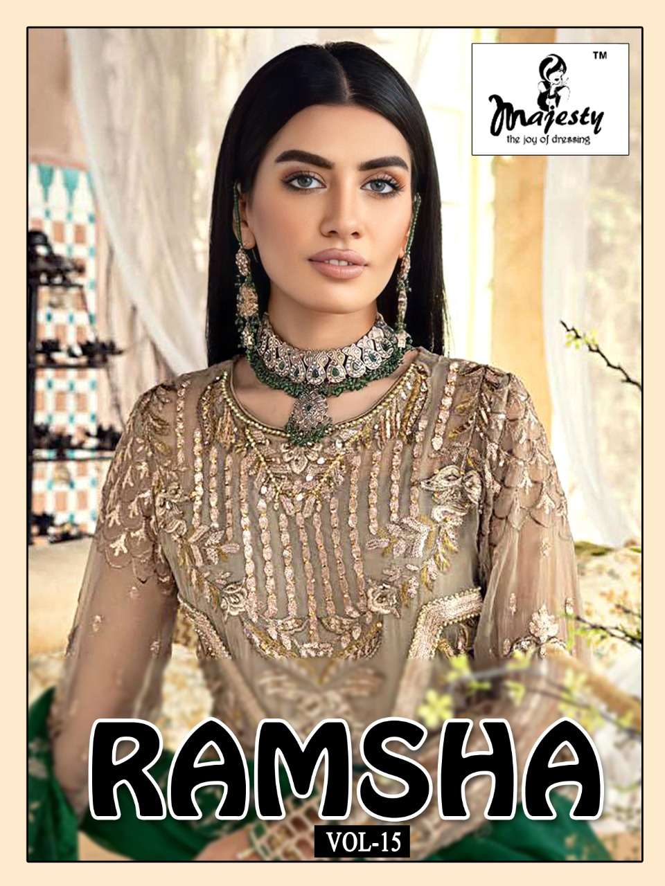 RAMSHA VOL-15 BY MAJESTY DESIGNER FAUX GEORGETTE EMBROIDERED DRESSES