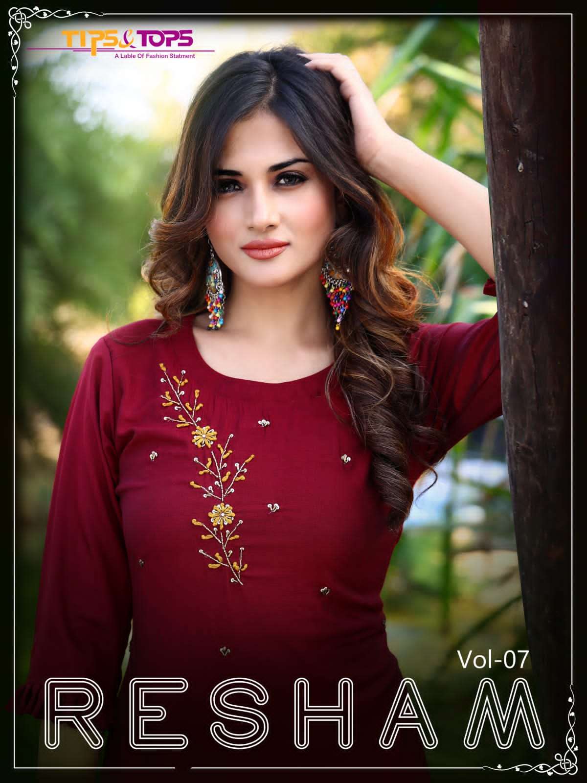 RESHAM VOL-7 BY TIPS & TOPS 01 TO 05 SERIES DESIGNER VISCOSE SILK KURTIS