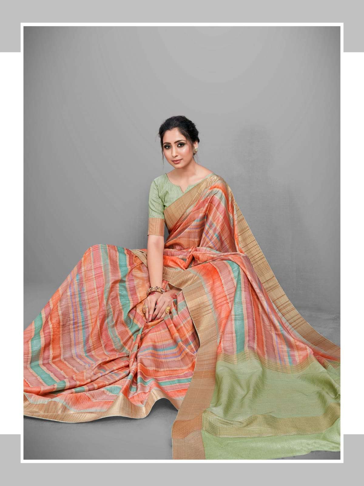 RIHANA SILK BY RAJYOG 4101 TO 4106 SERIES SOFT SILK STRIPE PRINT SAREES