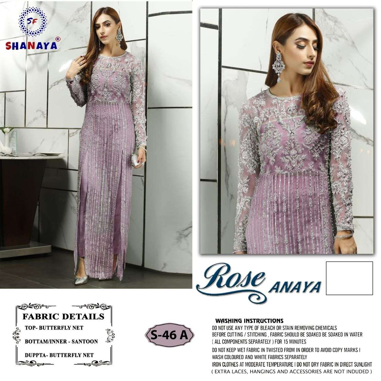 ROSE ANAYA S-46 BY SHANAYA FASHION S-46-A TO S-46-C SERIESE NET EMBROIDERED DRESSES