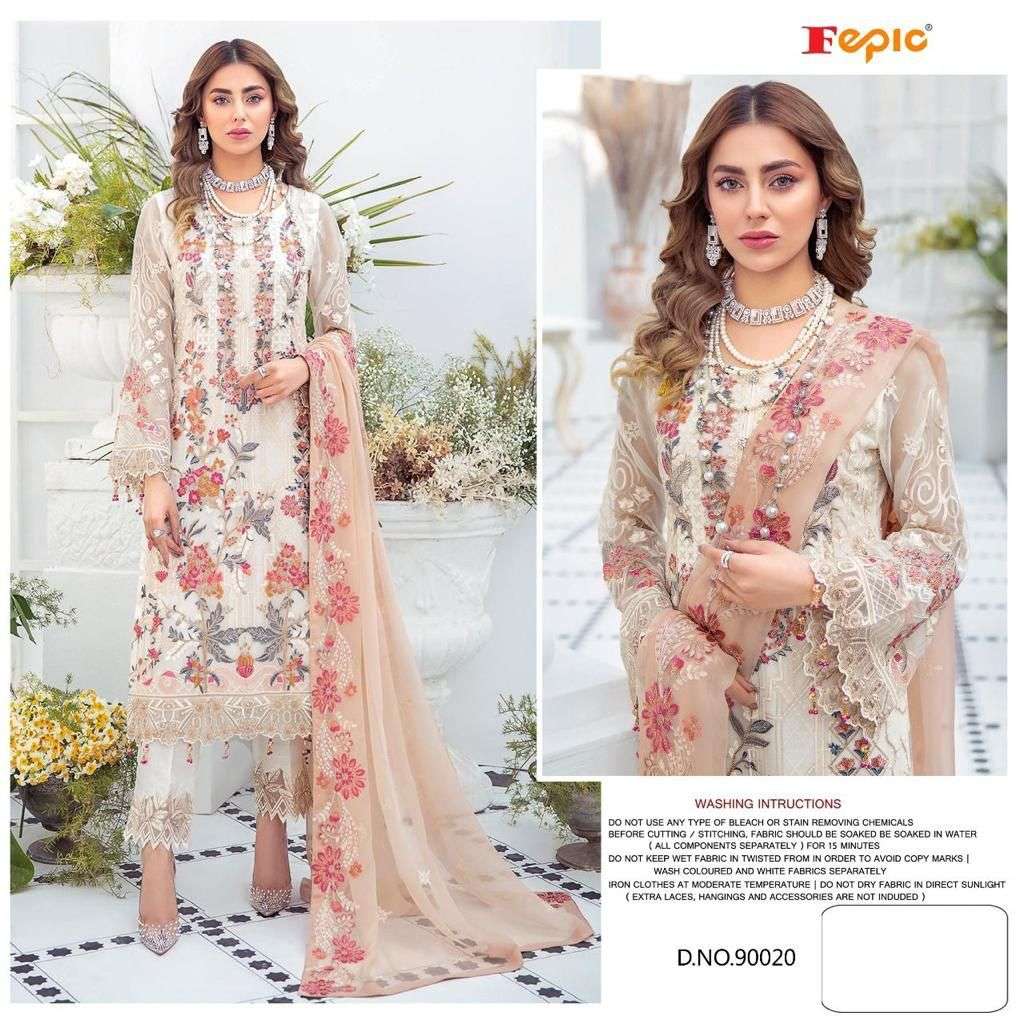 ROSEMEEN 90020 COLORS BY FEPIC 90020-A TO 90020-K SERIES DESIGNER GEORGETTE EMBROIDERED DRESSES