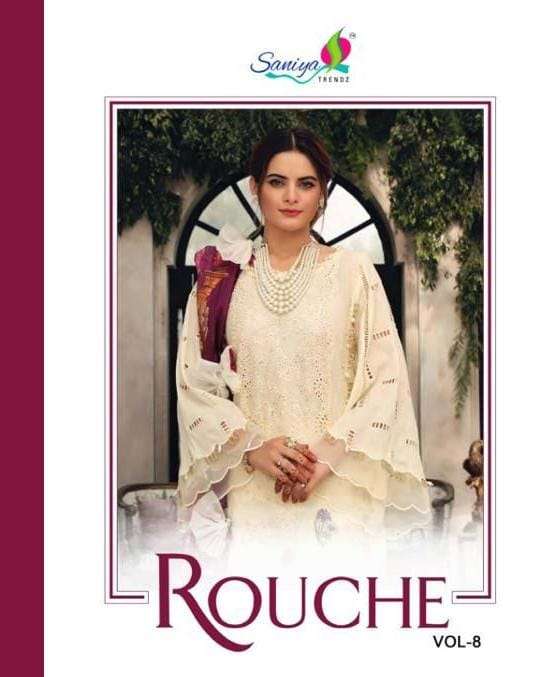 ROUCHE VOL-8 BY SANIYA TRENDZ 11001 TO 11005 SERIES PAKISTANI CAMBRIC DRESSES