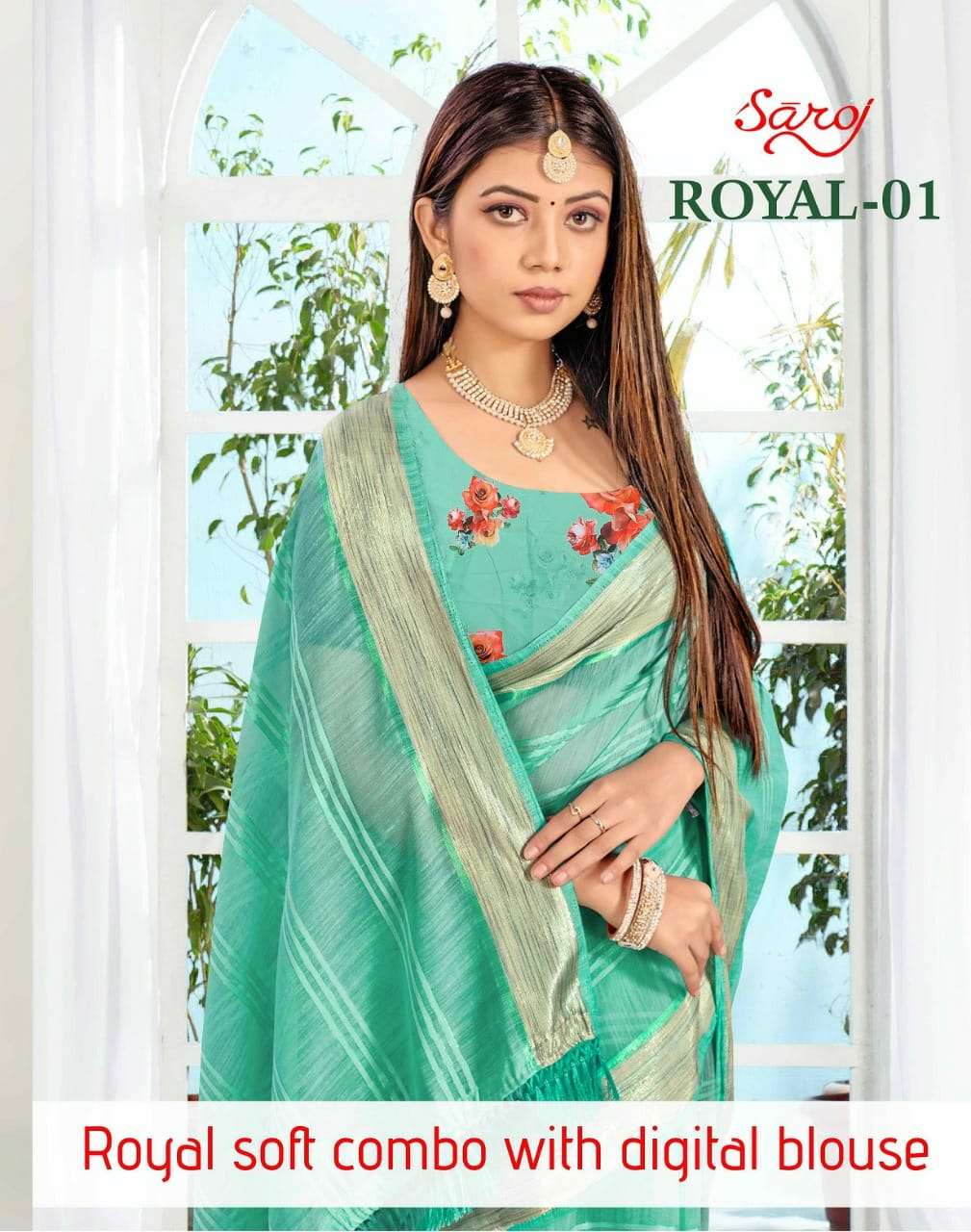 ROYAL VOL-1 BY SAROJ 8801 TO 8806 SERIES DESIGNER COTTON SAREES