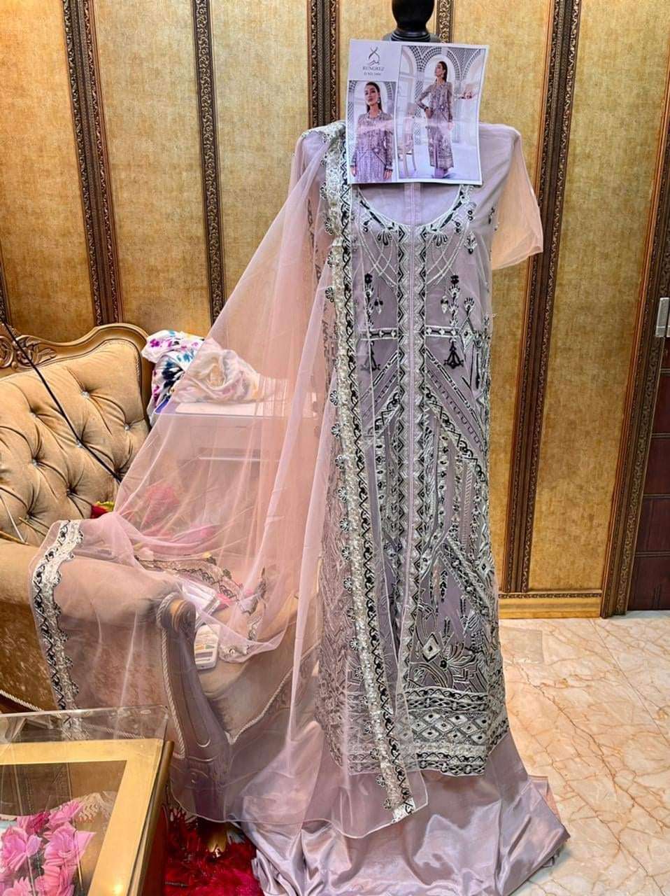 RUNGREZ 1004 HIT DESIGN BY RUNGREZ DESIGNER HEAVY NET PAKISTANI DRESS