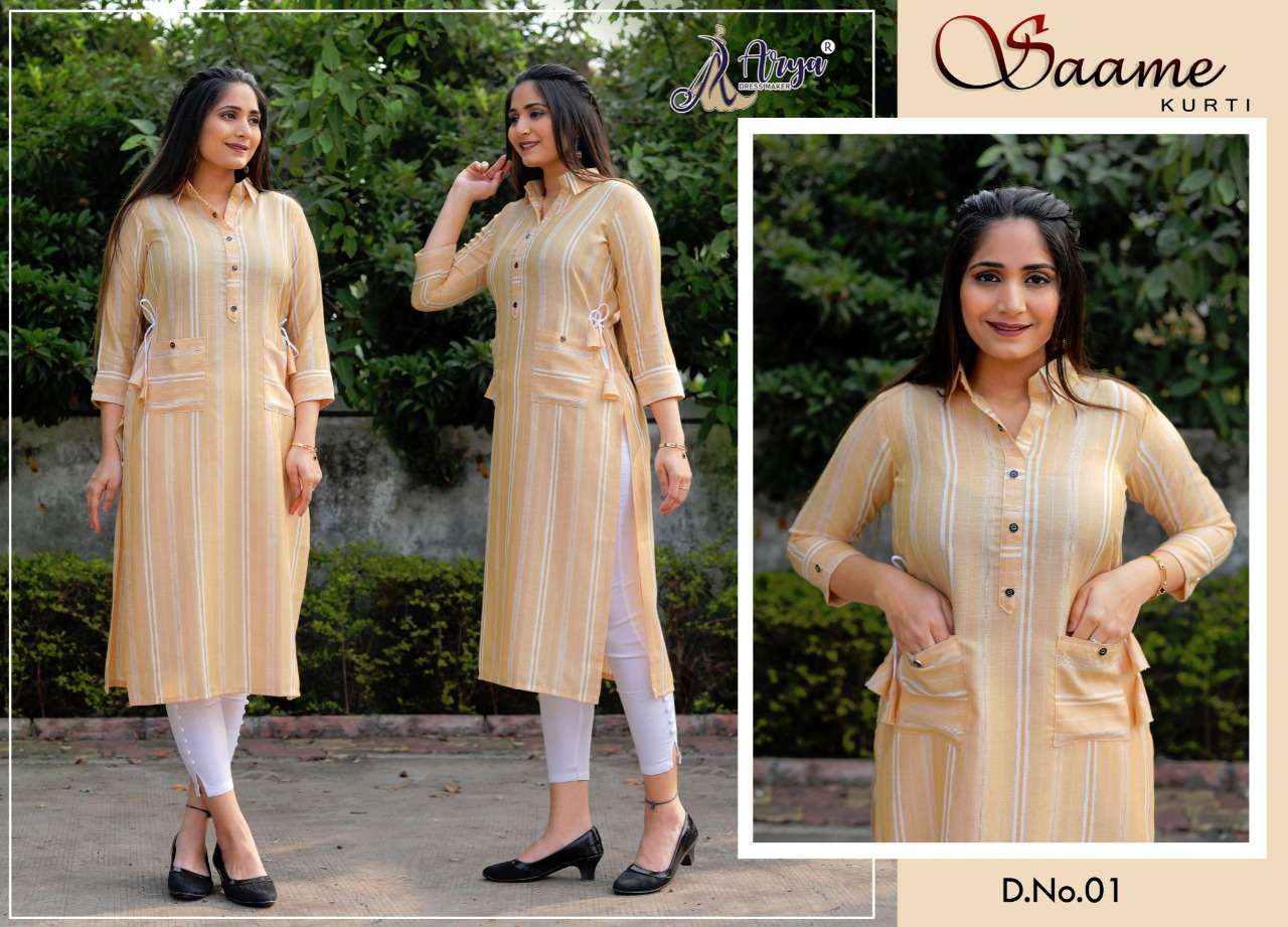 SAAME BY ARYA DRESS MAKER 01 TO 05 SERIES DESIGNER COTTON KURTIS