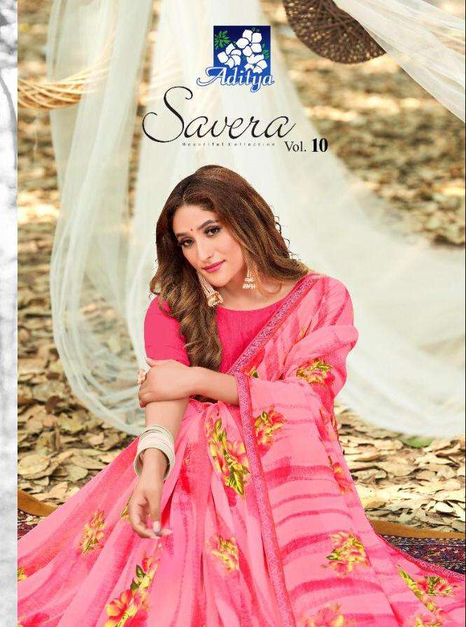 SAVERA VOL-10 BY ADITYA 1146 TO 1155 SERIES GEORGETTE SAREES